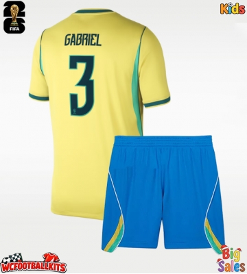 Brazil Gabriel Magalhaes #3 Replica Home Stadium Kit for Kids World Cup 2026 Short Sleeve (+ pants)